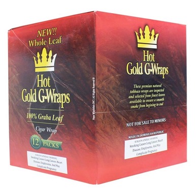 Hot Gold G Wraps Whole Leaf 12 Packs
