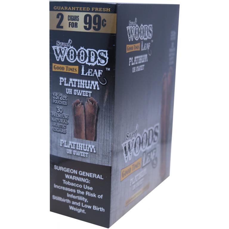 GT Woods Leaf Platinum Un-Sweet 2 For $0.99 (15/2 Ct)
