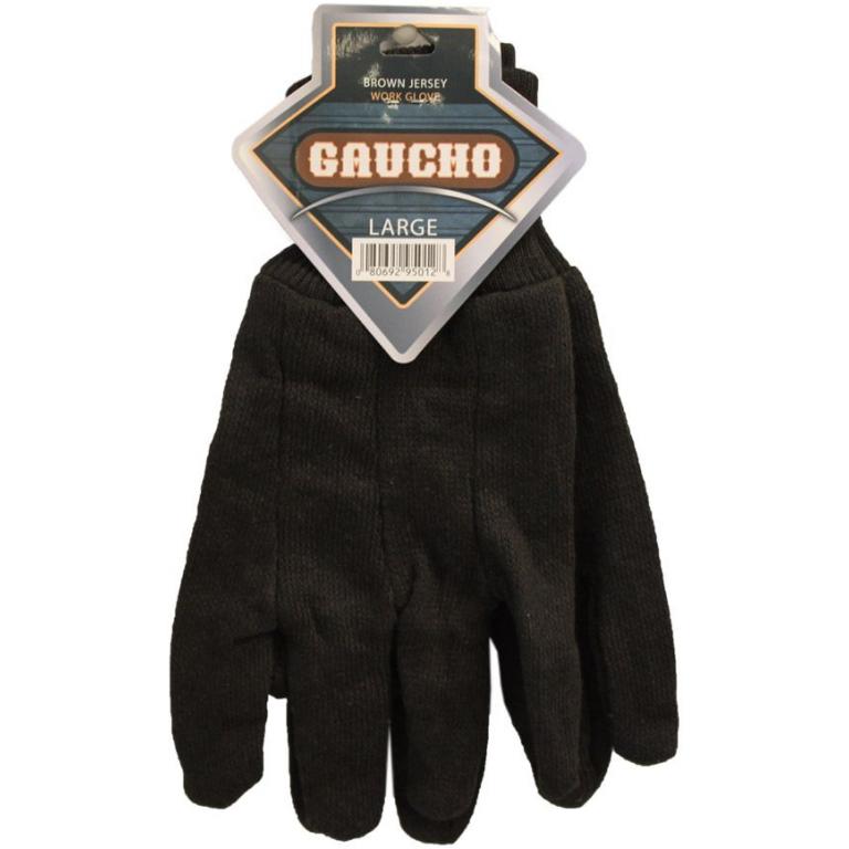 Gaucho Brown Jersey Work Gloves Large (1 Pair)