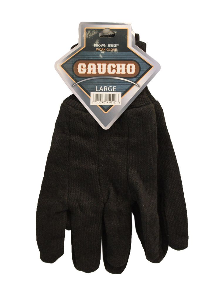 Gaucho Brown Jersey Work Gloves Large (1 Pair)