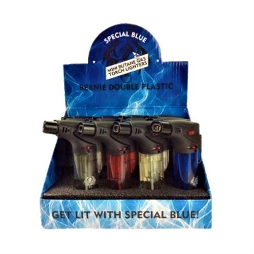 Special Blue Double Plastic Lighter - Bernie Double Plastic (12 Ct)