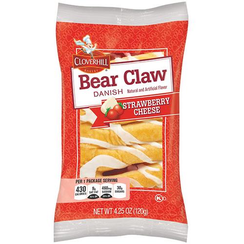 Cloverhill Bakery Bear Claw Danish - Strawberry Cheese (6-4 oz Packages)