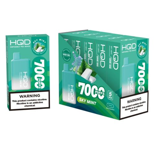 Hqd Disposable Cuvie Bar Pod Device 7000 Puffs Device 5 ct. Sky Mint Flavor